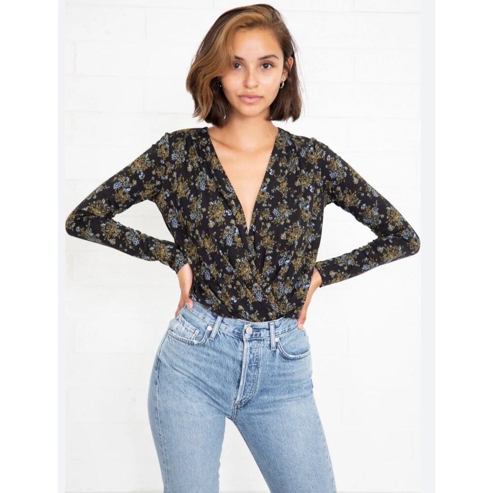 Free People Printed Turnt Bodysuit in Night Combo Size M